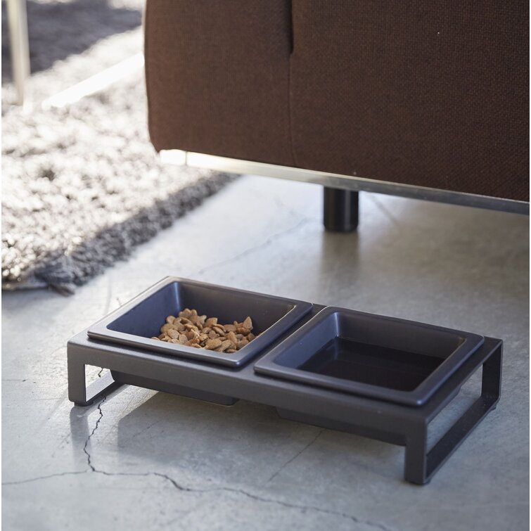 Yamazaki USA Yamazaki Home Steel And Ceramic Pet Food Stand 2